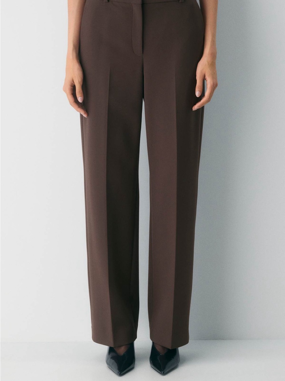 Babaton Agency Pants High-Rise Wide-Leg in Brown